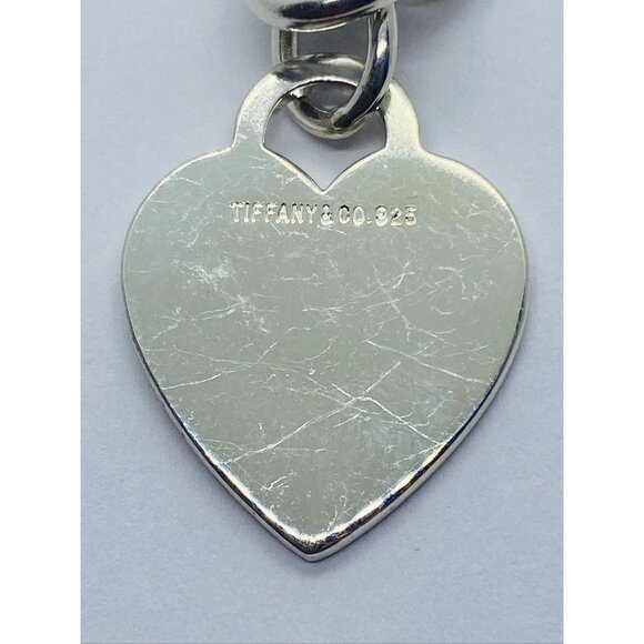 SOLD!!!Tiffany & Co Sterling Silver Blank Heart Tag Charm Bracelet 8" - Picture 2 of 9